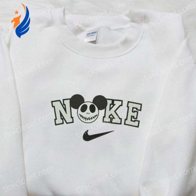 Nike x Mickey Jack Skellington Embroidered Shirt Disney Halloween Inspired Design for the Ultimate Fan | soulcals.com