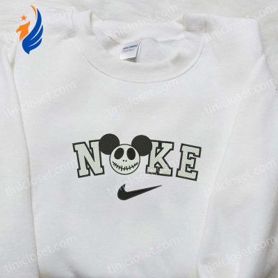 Nike x Mickey Jack Skellington Embroidered Shirt Disney Halloween Inspired Design | soulcals.com
