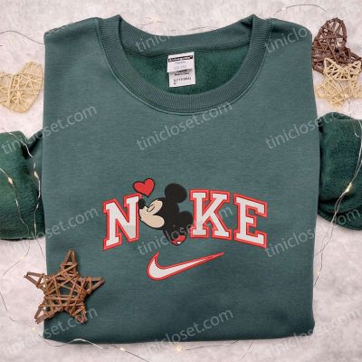 Nike x Mickey Kiss Heart Embroidered Shirt & Disney Characters Hoodie Perfect Valentine?s Day Gift Ideas | soulcals.com