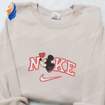 Nike x Mickey Kiss Heart Embroidered Shirt & Disney Characters Hoodie Perfect Valentine?s Day Gift Ideas | soulcals.com