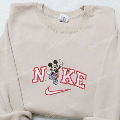 Nike x Mickey Mouse American Embroidered Shirt & Disney Characters Hoodie Perfect National Day Gift Ideas | soulcals.com