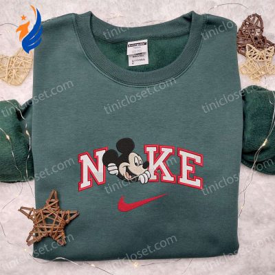 Shop Nike x Mickey Mouse Smile Embroidered Shirt & Disney Characters Hoodie Perfect Gift Ideas | soulcals.com
