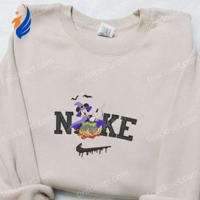 Nike x Mickey Mouse Witch Bat Sweatshirt Disney Characters T-shirt Custom Nike Embroidered Hoodie | soulcals.com