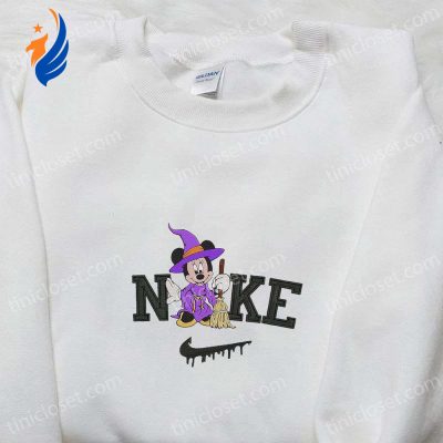 Nike x Mickey Mouse Witch Sweatshirt & Disney Characters T-shirt Embroidered Magic with Nike Inspired Hoodie | soulcals.com