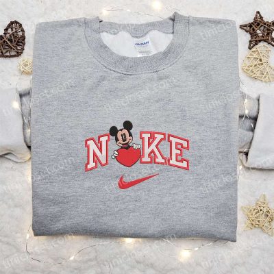 Nike x Mickey Heart Embroidered Shirt & Disney Characters Hoodie Top Valentine?s Day Gift Ideas | soulcals.com