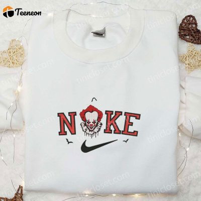 Nike x Pennywise Embroidered Shirt IT-Halloween Horror Film B Gift for Men Women Family Gift| soulcals.com