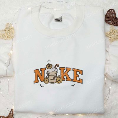 Nike x Pumpkin Halloween Latte Embroidered Shirt, Cute & Inspired Halloween Apparel| soulcals.com