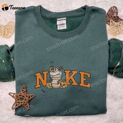 Nike x Pumpkin Halloween Latte Embroidered Shirt, Cute & Inspired Halloween Apparel| soulcals.com