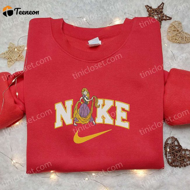 Nike x Rapunzel Embroidered Hoodie Tangled Disney Inspired, Stylish Nike Hoodie with Intricate Embroidery| soulcals.com