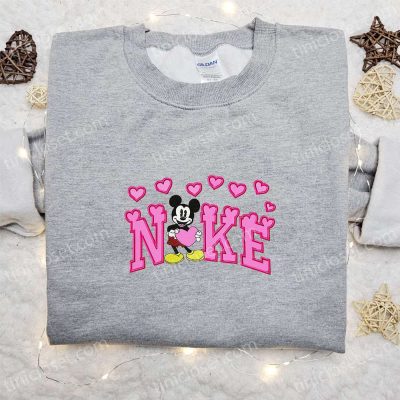 Nike x Retro Mickey Hearts Embroidered Sweatshirt Disney Characters & Valentine Design | soulcals.com