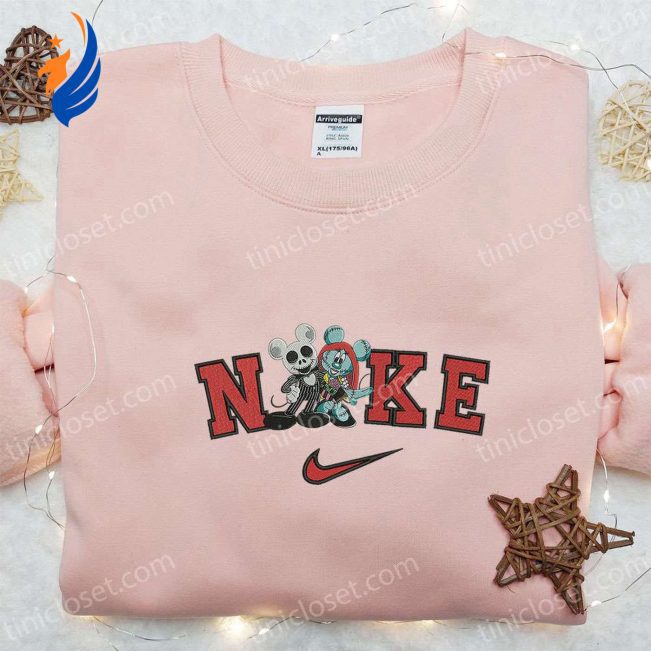 Disney Halloween Embroidered Clothing Nike x Sally Jack Skellington Mickey Head Shirt & Nightmare Before Christmas Characters T-shirt & Hoodie | soulcals.com