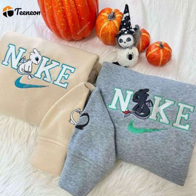 Nike x Toothless & Light Fury Embroidered Shirt Perfect Gift for Men & Women, Gift for Men Women| soulcals.com