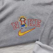 One Piece Luffy Nike Shirt One Piece Anime Hoodie Anime Embroidered Sweatshirt 2.jpeg - demo10