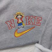 One Piece Luffy Nike Shirt One Piece Anime Hoodie Anime Embroidered Sweatshirt 3.jpeg - demo10