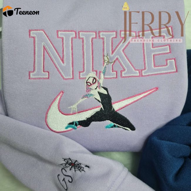 Personalized Gwen Stacy Spider Man Nike Embroidered Sweatshirt, Best Halloween Gift For Couple| soulcals.com