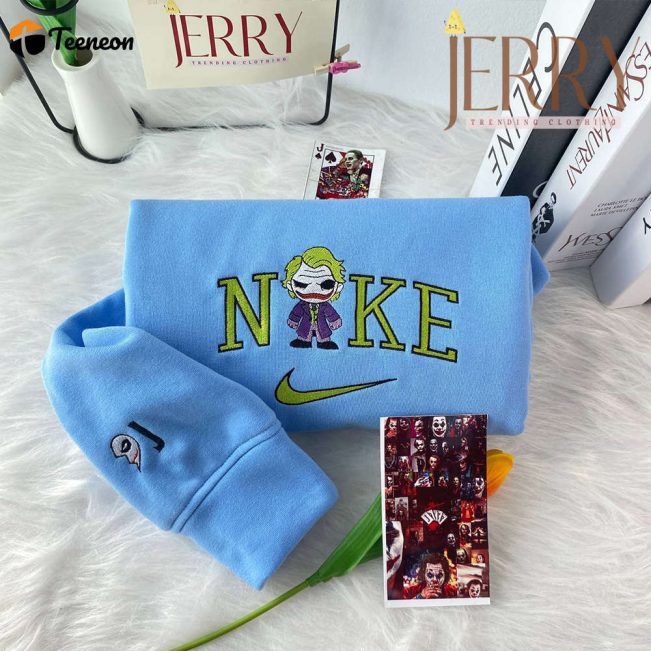 Personalized Joker Nike Embroidered Sweatshirt, Perfect Couple Gift For Halloween| soulcals.com