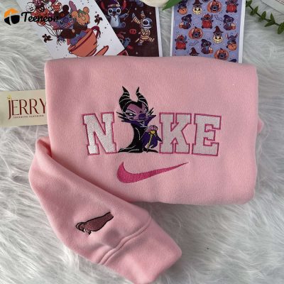 Personalized Maleficent Angel Nike Embroidered Sweatshirt, Perfect Couple Gift For Halloween| soulcals.com