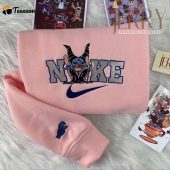 Personalized Maleficent Stitch Nike Embroidered Sweatshirt, Perfect Couple Gift For Halloween| soulcals.com