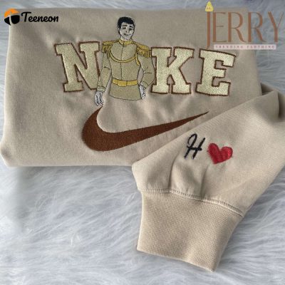 Personalized Prince Charming Disney Nike Embroidered Sweatshirt, Christmas Present For Couples| soulcals.com