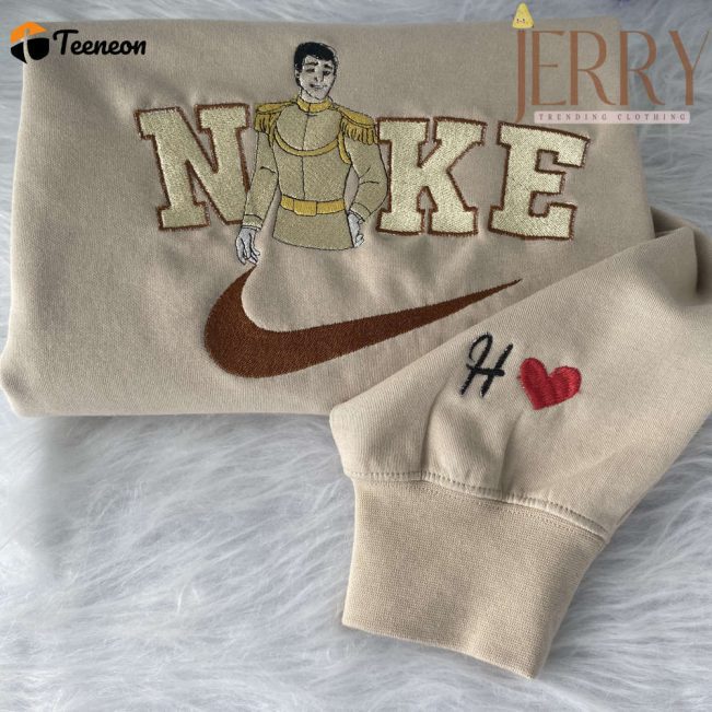 Personalized Prince Charming Disney Nike Embroidered Sweatshirt, Christmas Present For Couples| soulcals.com