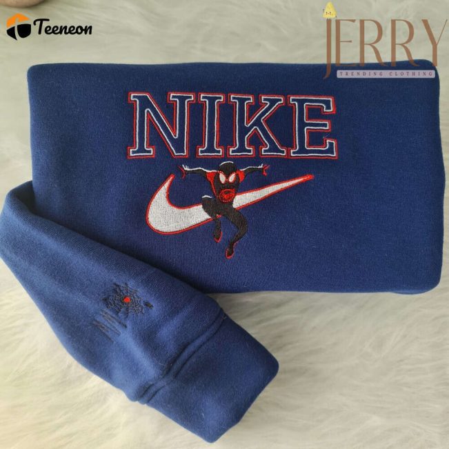 Personalized Spider Man Nike Embroidered Sweatshirt, Best Halloween Gift For Couple| soulcals.com