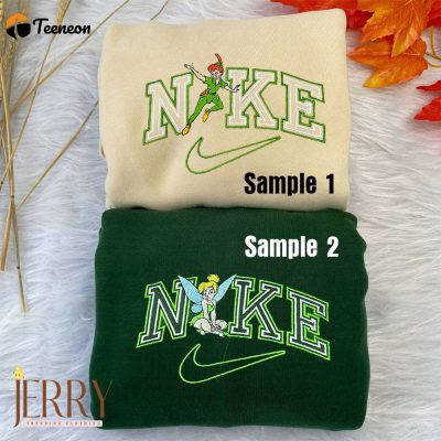 Peter Pan And Tinkerbell Disney Nike Embroidered Sweatshirts| soulcals.com
