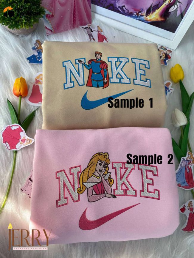 Princess Aurora And Prince Phillip Sleeping Beauty Disney Nike Embroidered Sweatshirts| soulcals.com