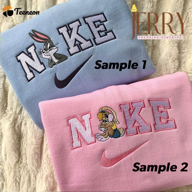 Rabbit Couple Nike Embroidered Sweatshirt| soulcals.com