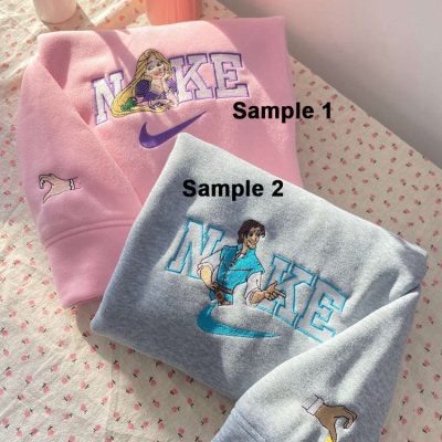 Rapunzel And Flynn Disney Nike Embroidered Sweatshirts| soulcals.com