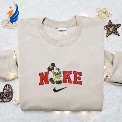 Retro Mickey Elf x Nike Embroidered Sweatshirt Disney Characters Movie Merry Christmas Shirt Best Christmas Day Gift Ideas | soulcals.com