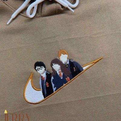 Ron Hermione Harry Potter Nike Embroidered Sweatshirt| soulcals.com