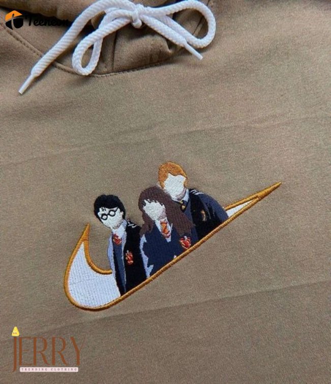 Ron Hermione Harry Potter Nike Embroidered Sweatshirt| soulcals.com