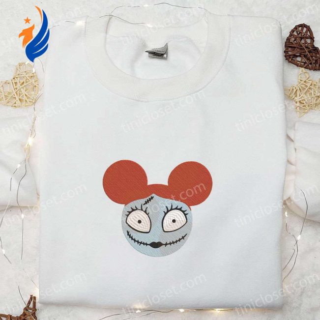 Sally x Mickey Nightmare Before Christmas Embroidered Shirt Perfect Disney Halloween Gift for Family | soulcals.com