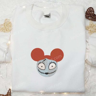 Sally x Mickey Nightmare Before Christmas Embroidered Shirt Disney Halloween Gift for Family | soulcals.com