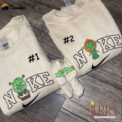 Shrek and Fiona Disney Nike Embroidered Sweatshirt Perfect Valentine s Day Gift for Couples| soulcals.com