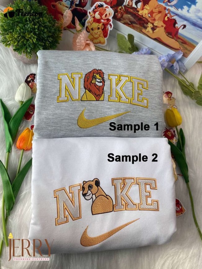 Simba And Nala The Lion King Disney Nike Embroidered Sweatshirts| soulcals.com