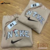 Snoopy And GirlFriend Couple Nike Embroidered Sweatshirts| soulcals.com
