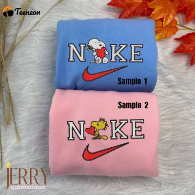 Snoopy And Woodstock Matching Nike Embroidered Sweatshirts| soulcals.com