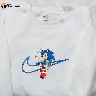 Sonic x Swoosh Cartoon Embroidered Hoodie & Nike Inspired Shirt B Gift for Men Women Family Gift Ideas| soulcals.com