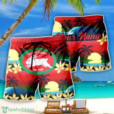 South Sydney Rabbitohs NRL Beach Shorts Personalized Name