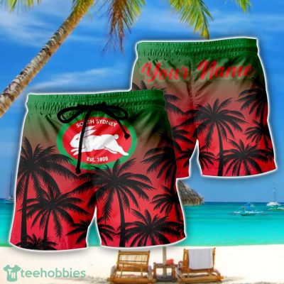 South Sydney Rabbitohs NRL Coconut Pattern Tropical Beach Shorts For Mens Personalized Name