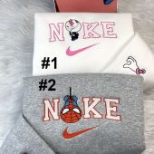 Spider Man & Hello Kitty Embroidered Sweatshirt Disney Nike Valentine s Gift for Couple| soulcals.com
