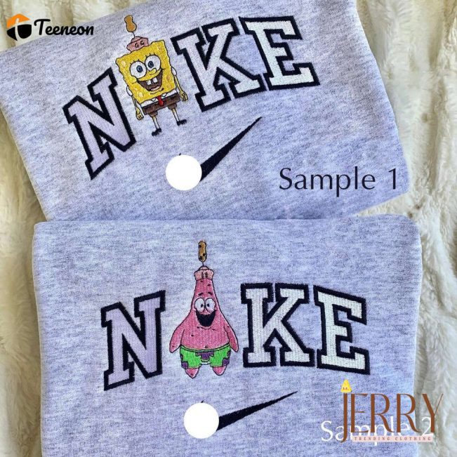 SpongeBob And Patrick Nike Embroidered Sweatshirt| soulcals.com