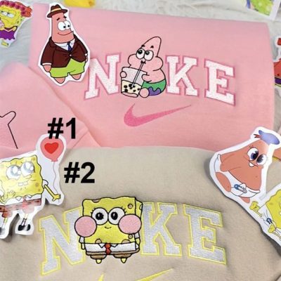 SpongeBob & Patrick NIke Embroidered Sweatshirt Perfect Best Friend Gift| soulcals.com