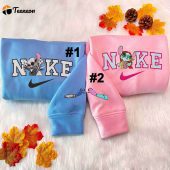 Stitch And Angel As Jack and Sally Disney Nike Embroidered Sweatshirts| soulcals.com