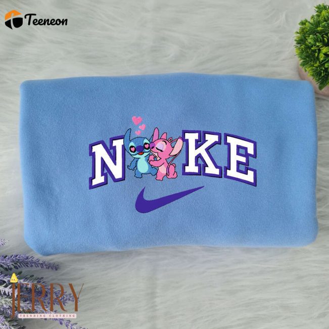 Stitch and Angel Disney Nike Embroidered Sweatshirts| soulcals.com