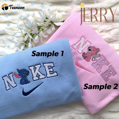Stitch And Angel Nike Embroidered Sweatshirt| soulcals.com