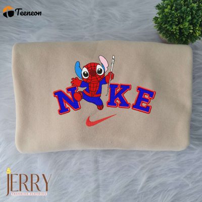 Stitch Spiderman Disney Nike Embroidered Sweatshirt| soulcals.com