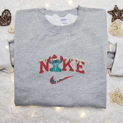 Stitch Xmas Snow x Nike Embroidered Shirt Disney Characters Hoodie & More F Gift for Men Women Christmas Embroidered Apparel| soulcals.com