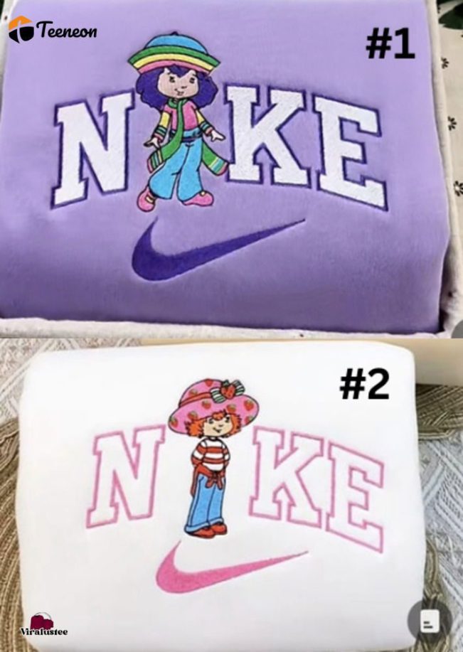Strawberry Shortcake Nike Couple Sweatshirt Rainbow Sherbet Embroidery| soulcals.com